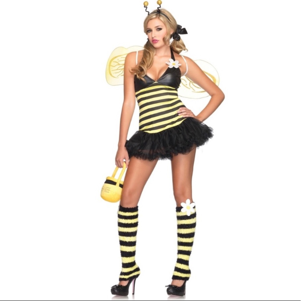 Bumble Bee Halloween Cosplay Costume Dress Wings Antenna Headband Size S